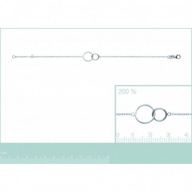 Bracelet en argent 925  2 anneaux entrelacés