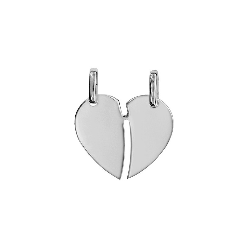 Coeur à partager en argent gravé de 2 initiales.