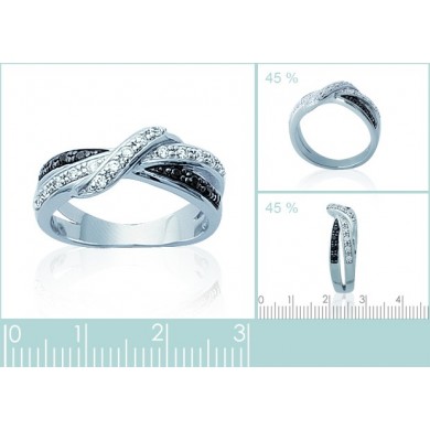 Bague en argent 925 OZ noir et blancs