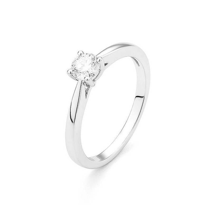 Bague solitaire en or gris 750 millièmes sertie d'un diamant de 0.15 carat