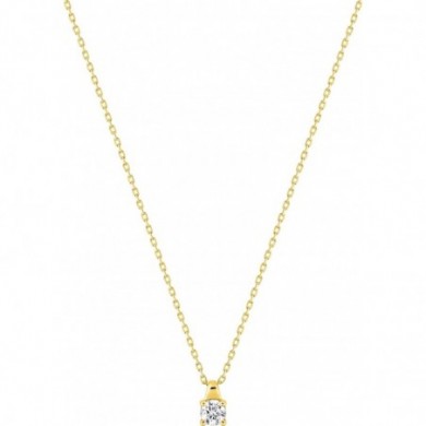 Collier en or jaune 750 millièmes solitaire diamant