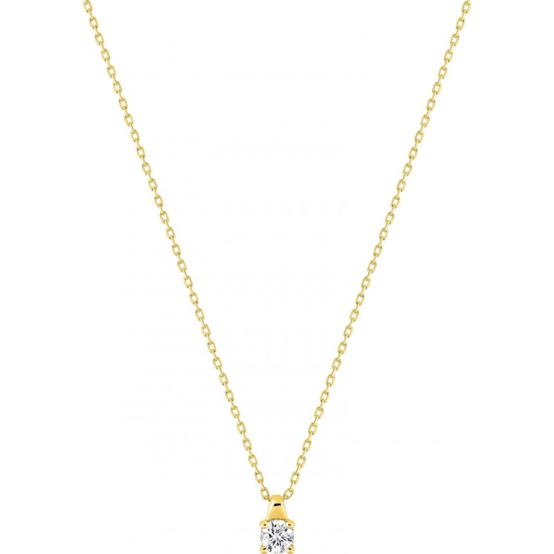 Collier en or jaune 750 millièmes solitaire diamant