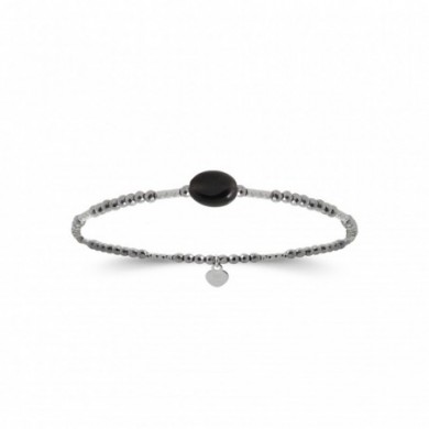 Bracelet en argent et agathe noire