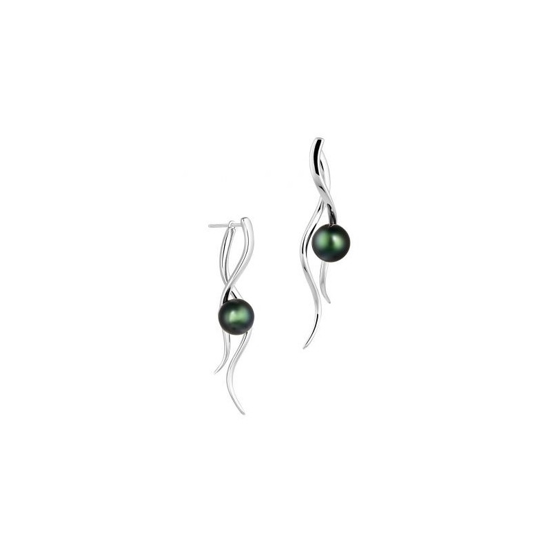 Boucles d'oreilles en argent et perles de Tahiti