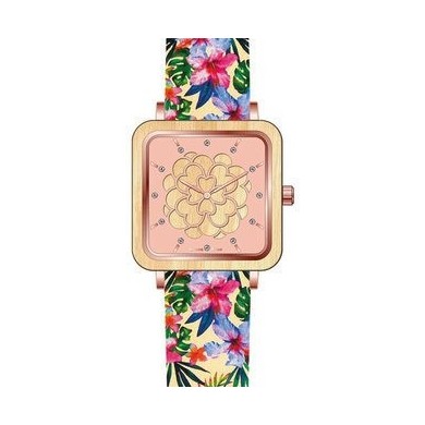 Montre acier et bois de rose ZW087E