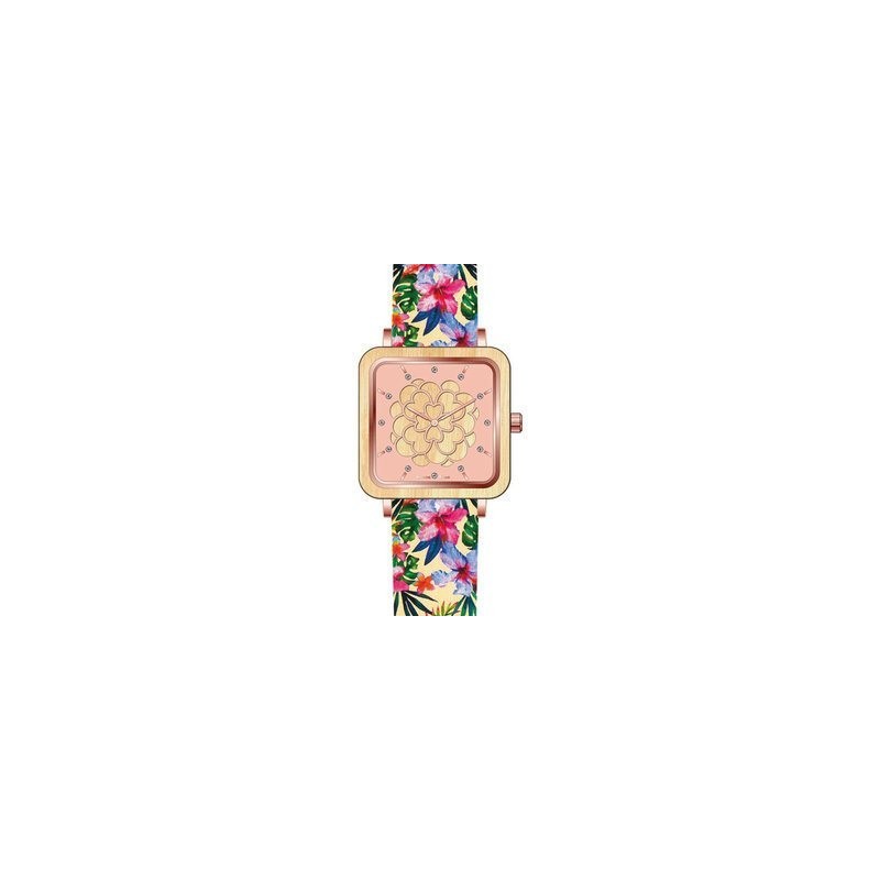 Montre acier et bois de rose ZW087E