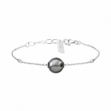 Bracelet IZA B en argent , perle de Tahiti et diamants.