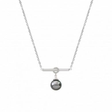 Collier IZA B en argent, perle de Tahiti et diamants.