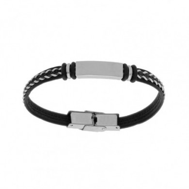 Bracelet en acier et cuir Junior