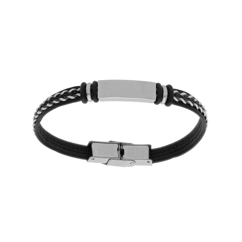 Bracelet en acier et cuir Junior