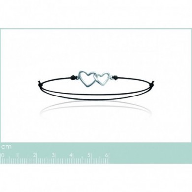 Bracelet cordons coeur entrelacés en argent .