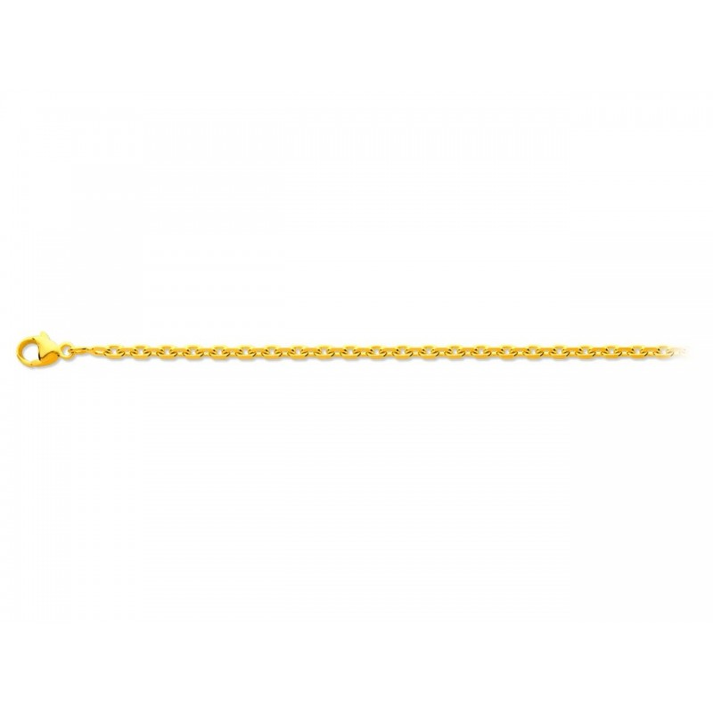 Chaine maille forçat limé en or jaune 750 millièmes 1 mm de largeur , longueur 45 cm