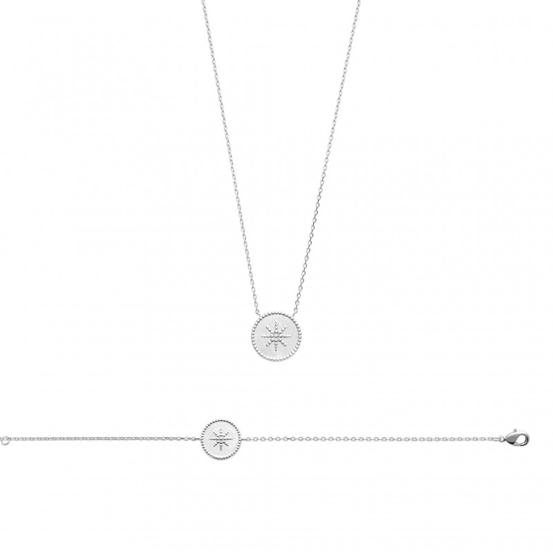 Collier en argent médaille soleil