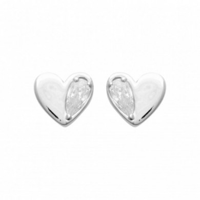 Boucles d'oreilles coeur en argent rhodié