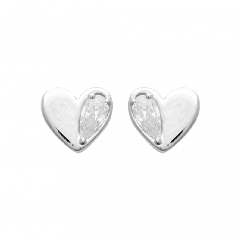 Boucles d'oreilles coeur en argent rhodié