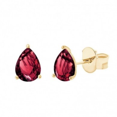 Boucles d'oreilles en or 750 millièmes ligne Barbade serties de rhodolites taille poire.