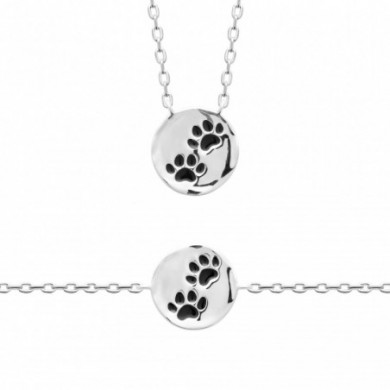 Collier en argent et laque pattes de chat