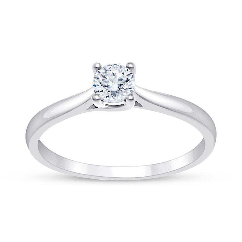 Bague solitaire en or gris 750 millièmes et diamant