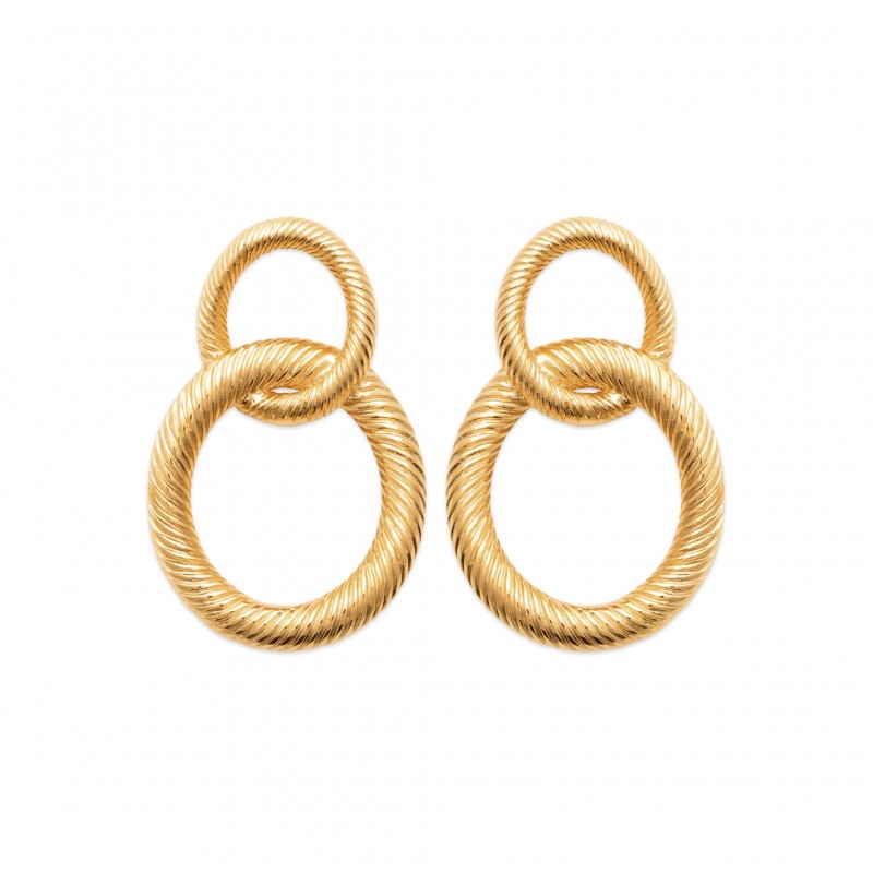 Boucles d'oreilles en plaqué or hauteur 32 mm.