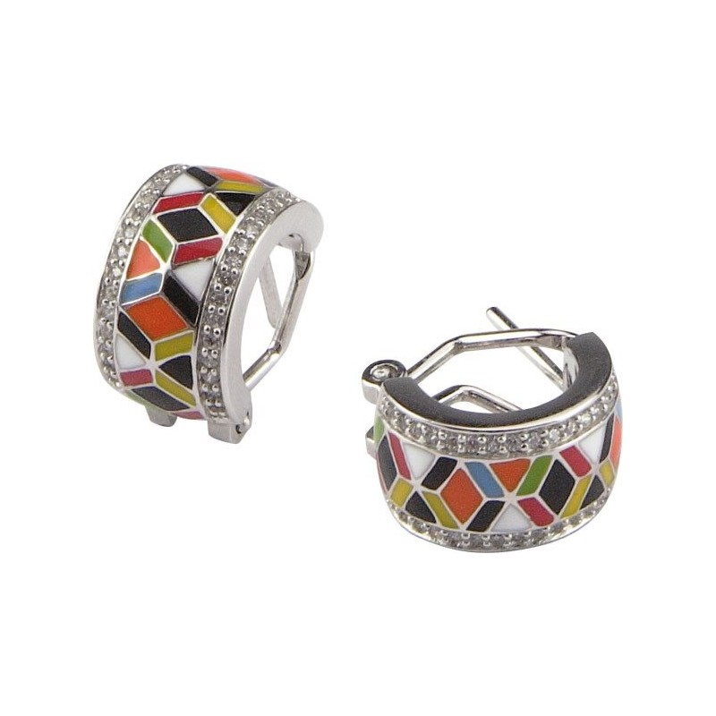 Boucles d'oreilles Una Storia émail multicolore.