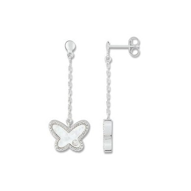 Boucles d'oreilles or 375 nacre et diamants.