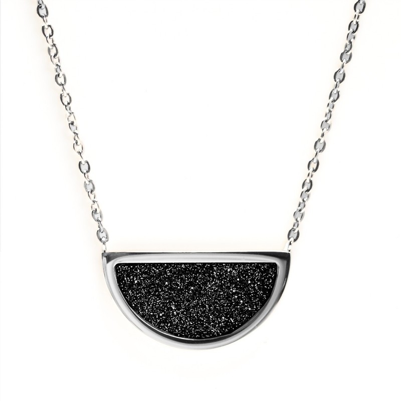 Collier Pierre Lannier Cristal en acier et émail noir