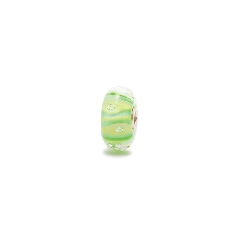 Trollbeads bulle rayée verte TGLBE-10129