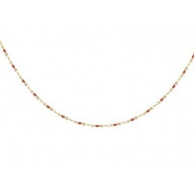 Collier en or 750 millièmes , émail rouge corail.