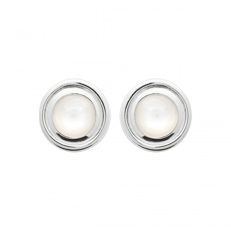 Boucles d'oreille en argent et pierre de lune.