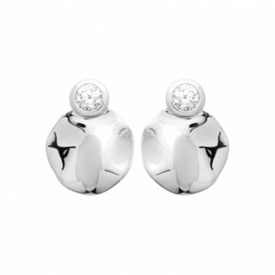 Boucles d'oreilles en argent pendantes pastille froissée et oxydes de zirconium