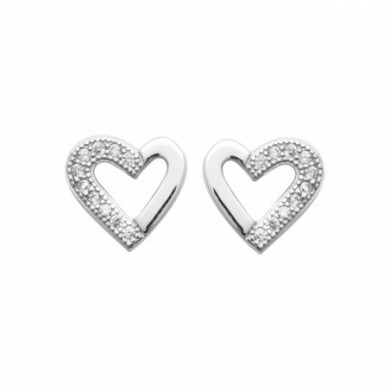 Boucles d'oreilles en argent forme coeur.