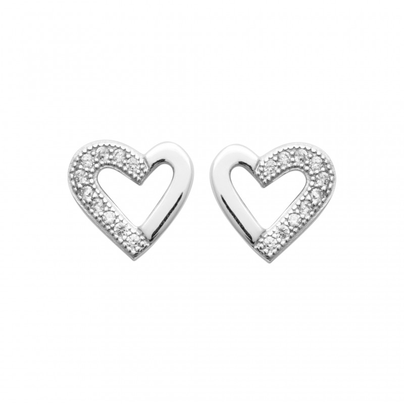 Boucles d'oreilles en argent forme coeur.