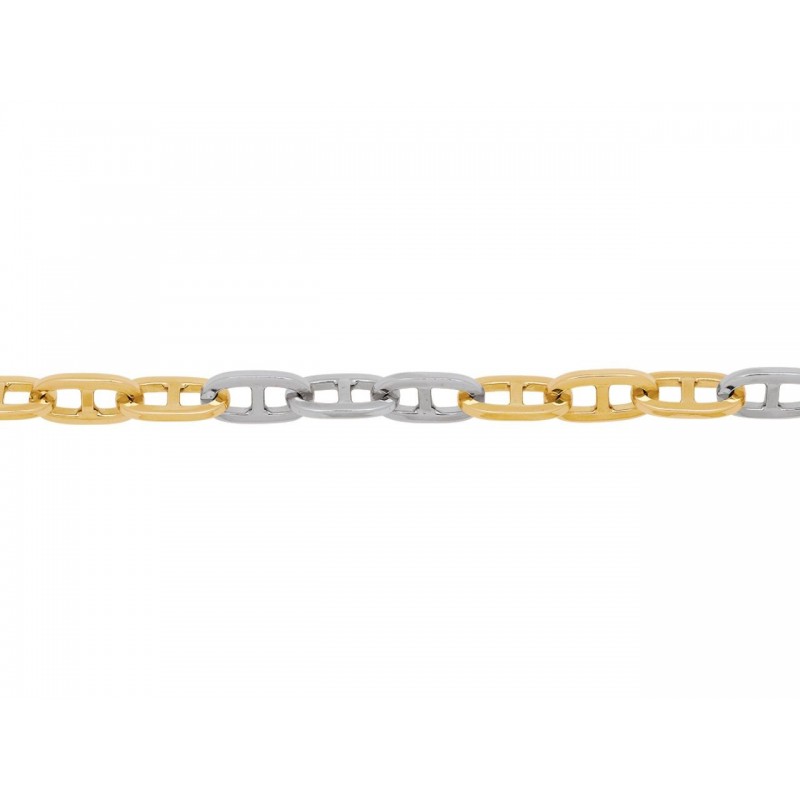 Bracelet en or jaune et blanc 750 millièmes maille marine massive