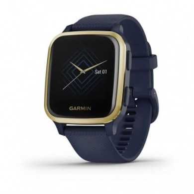 Montre Garmin Venu Sq, Music, bleu marine lunette light gold.