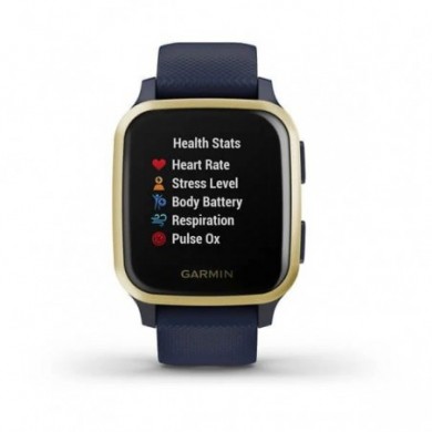 Montre Garmin Venu Sq, Music, bleu marine lunette light gold.