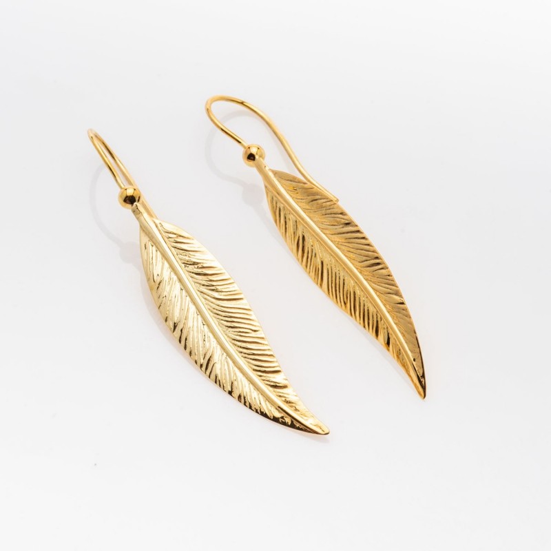 Booucles d'oreilles plumes en or