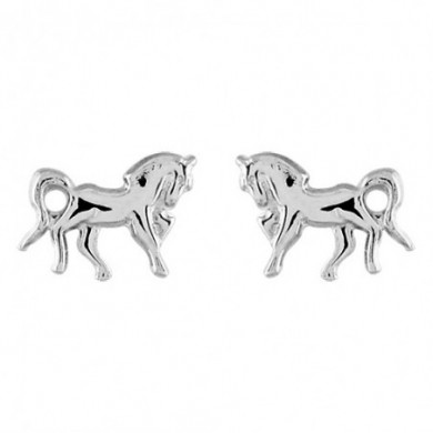 Boucles d'oreilles en argent cheval au galop