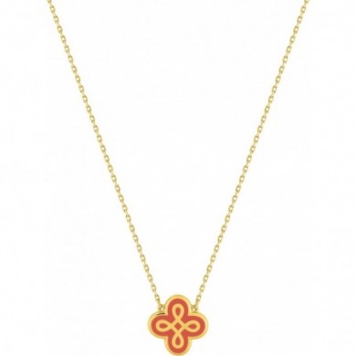 Collier Lore en or 375 millièmes et lacque corail.