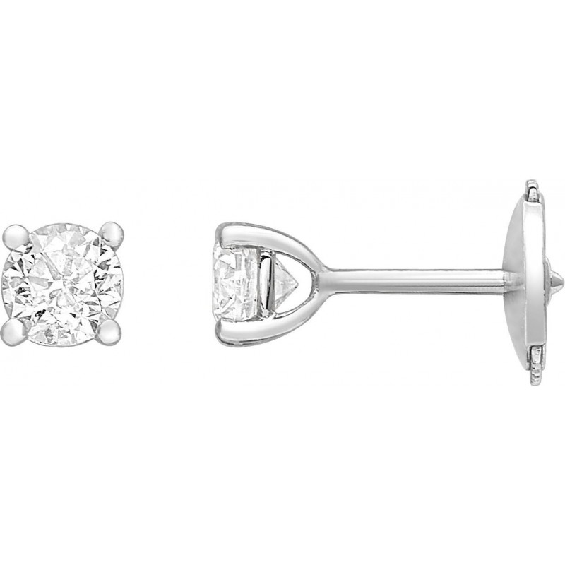 Boucles d'oreilles en or 750 millièmes et diamants de laboratoire.