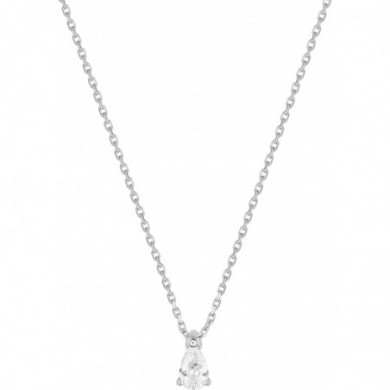 Collier goutte en or gris et diamant de laboratoire