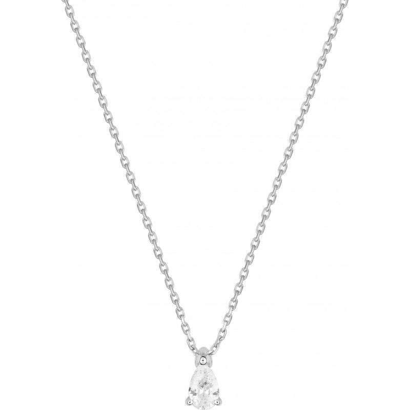 Collier goutte en or gris et diamant de laboratoire