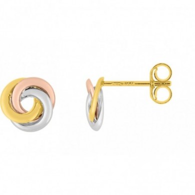 Boucles d'oreilles 3 couleurs d'or 375 millièmes .