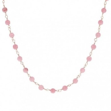 Collier Bronzalure quartzite rose