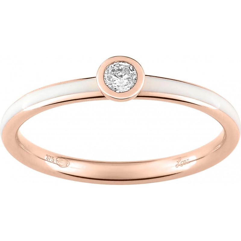 Bague Lore en or rose 375 millièmes et laque ivoire