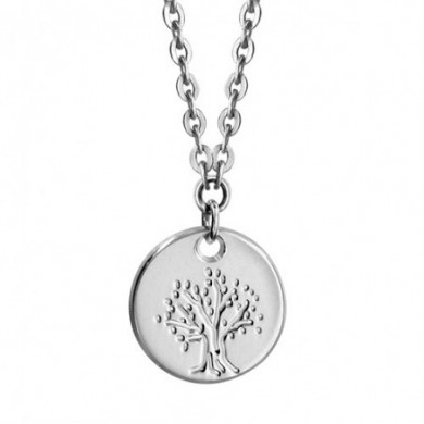 Collier en argent maille forçat et médaille arbre de vie diamètre 10 mm.