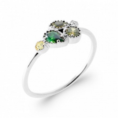 Bague en argent et pierres de couleurs