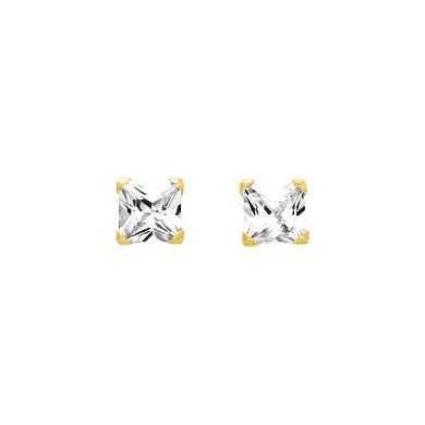 Boucles d'oreilles en or jaune 750 millièmes serties d'oxydes de zirconium 5 mm.