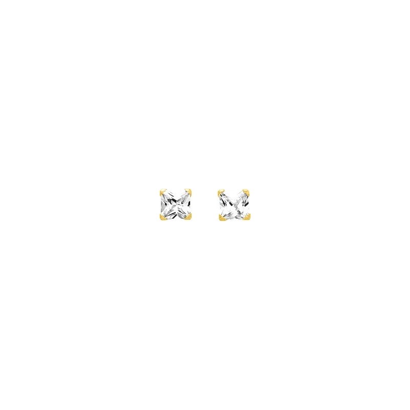 Boucles d'oreilles en or jaune 750 millièmes serties d'oxydes de zirconium 5 mm.