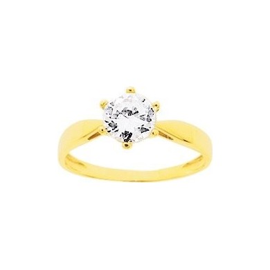 Bague solitaire or 375 et OZ