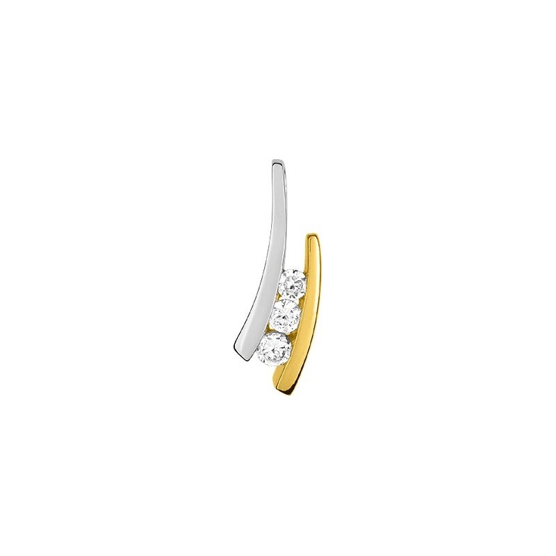 Pendnetif en or jaune et 3 oxydes dec zirconium